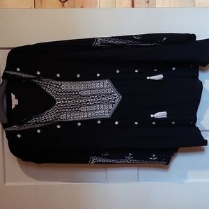 Black and White Embroidered Tunic